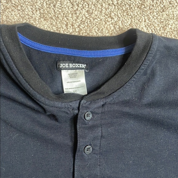 Joe Boxer Blue Long Sleeve Henley Tee - Picture 2 of 3